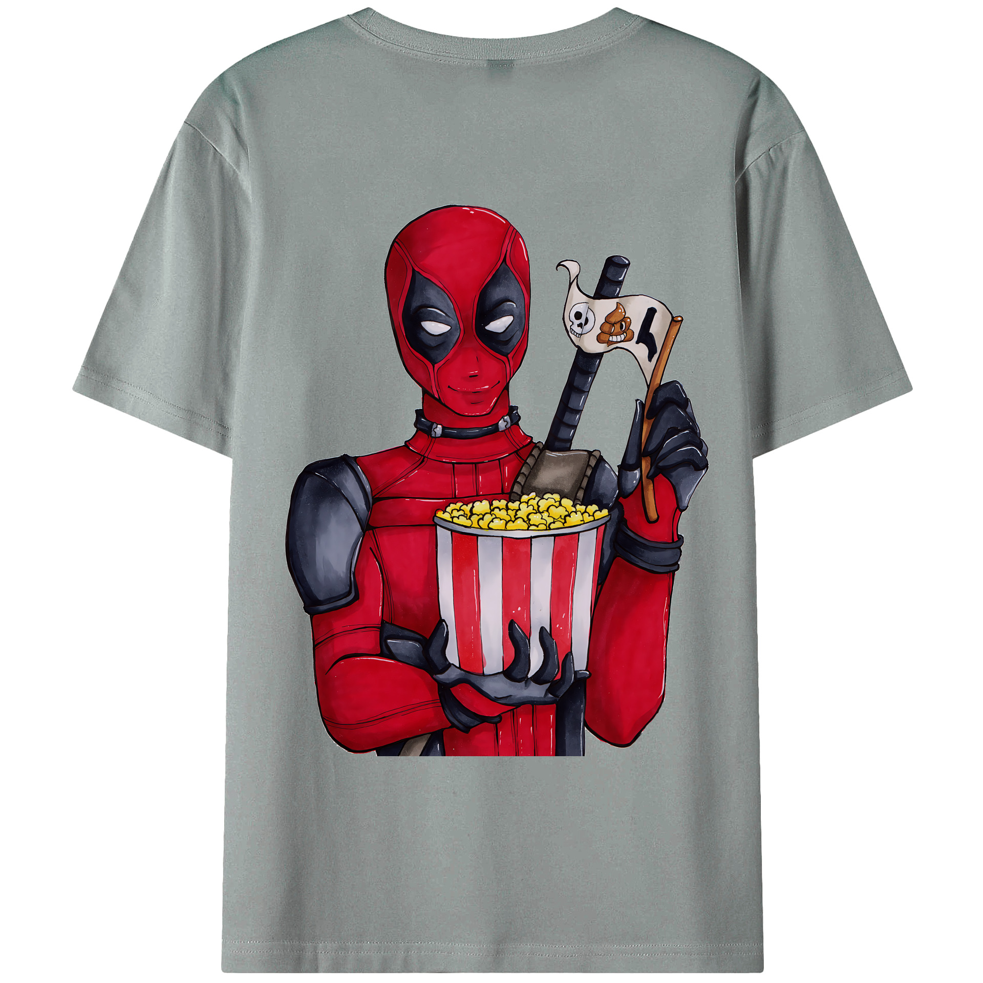 （画像用） Deadpool デッドプール 綿100％ メンズ半袖Tシャツ（バックプリント） 通気性